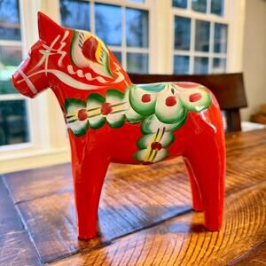Nils Olsson Dala Horse Orange Red 8 inch tall